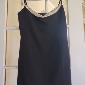 Lina Black Mini Dress with Pearl And Diamond Accents